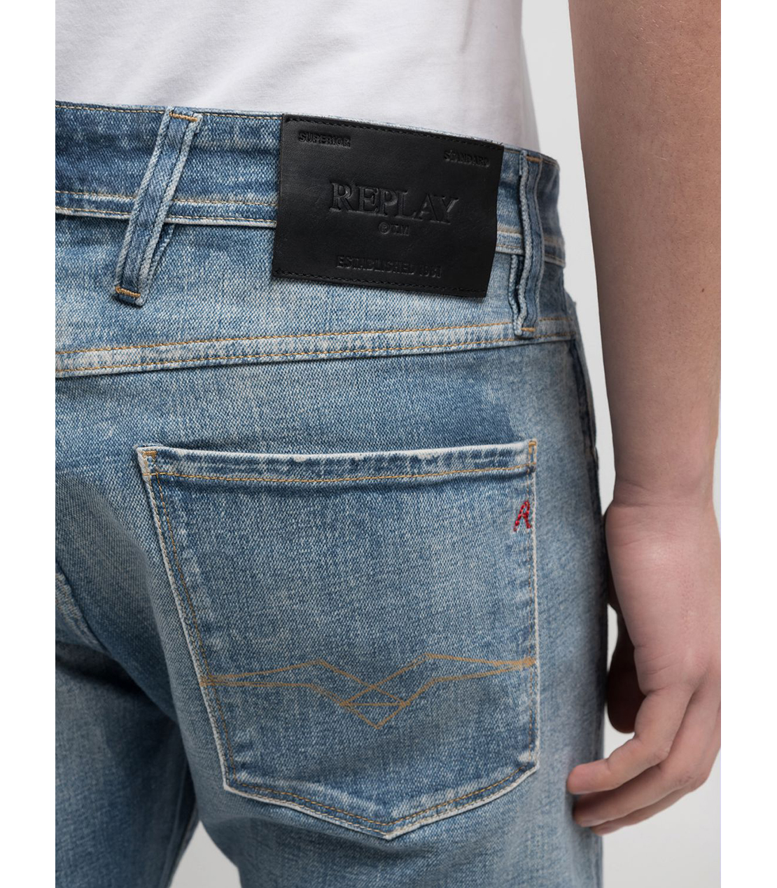 スリムフィットANBASS 10.5oz AIプリントストレッチデニム 詳細画像 ブルー 7